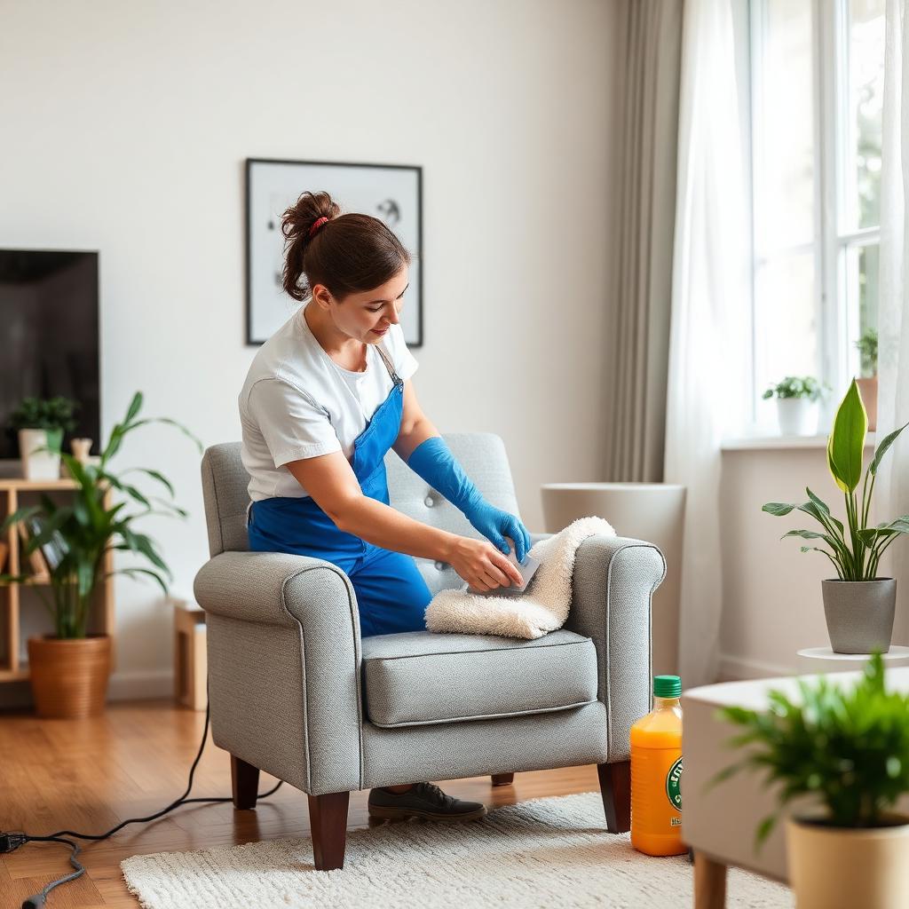 Nettoyage professionnel d'un fauteuil en tissu à domicile